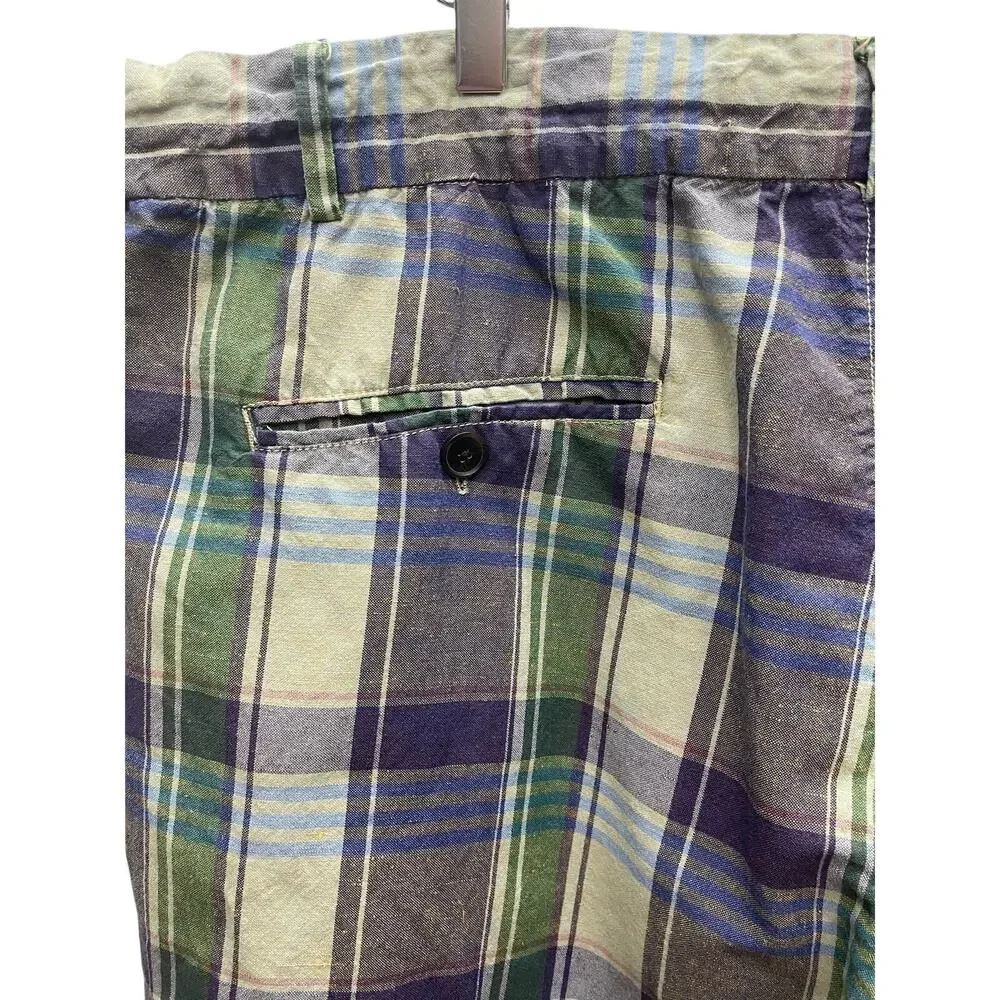 Canterbury of New Zealand Linen Blend Plaid Shorts Men’s Size 42